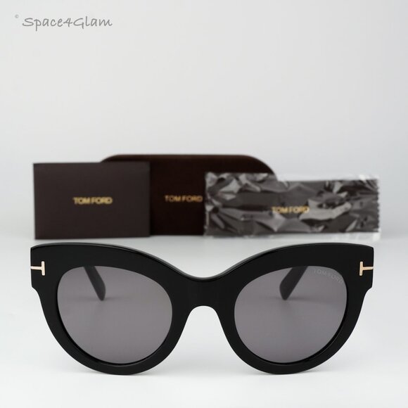 Tom Ford Women Sunglasses Black Smoke Mirror Cat Eye FT1063/S LUCILLA 01C NEW - Picture 1 of 10